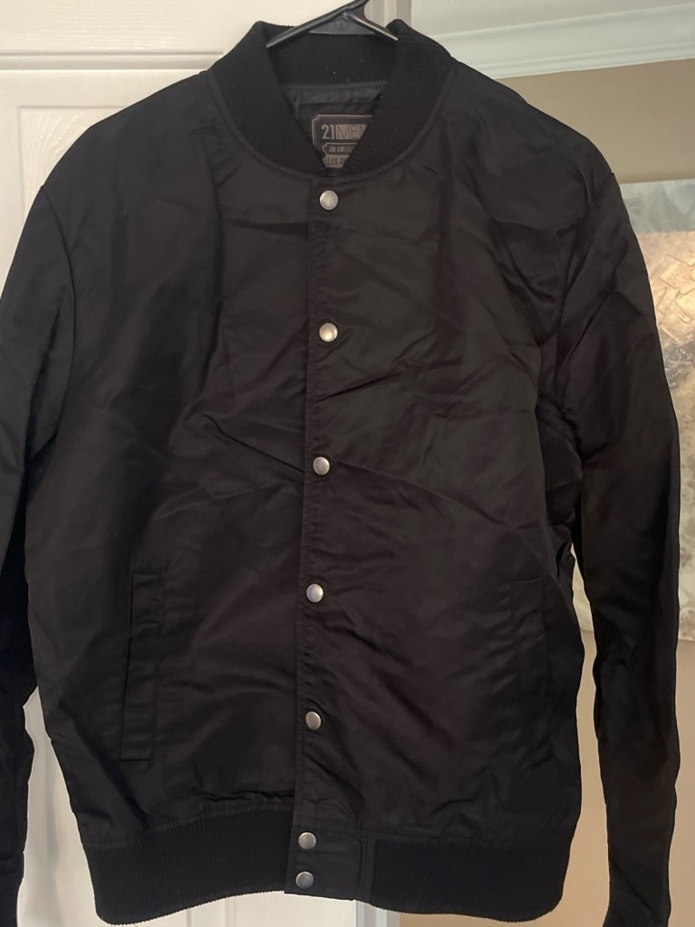 Forever 21 Black Bomber Jacket with Snap Buttons